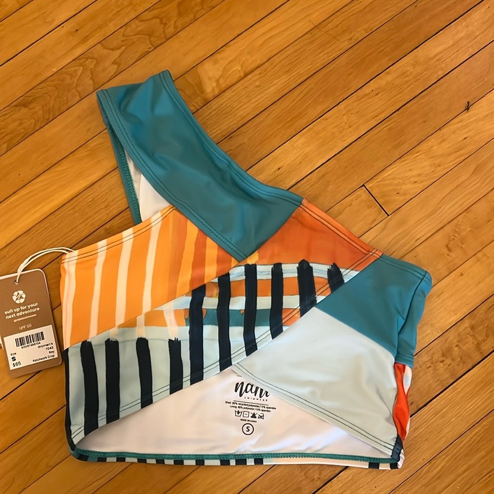 Multicolor One-Shoulder Bikini Top